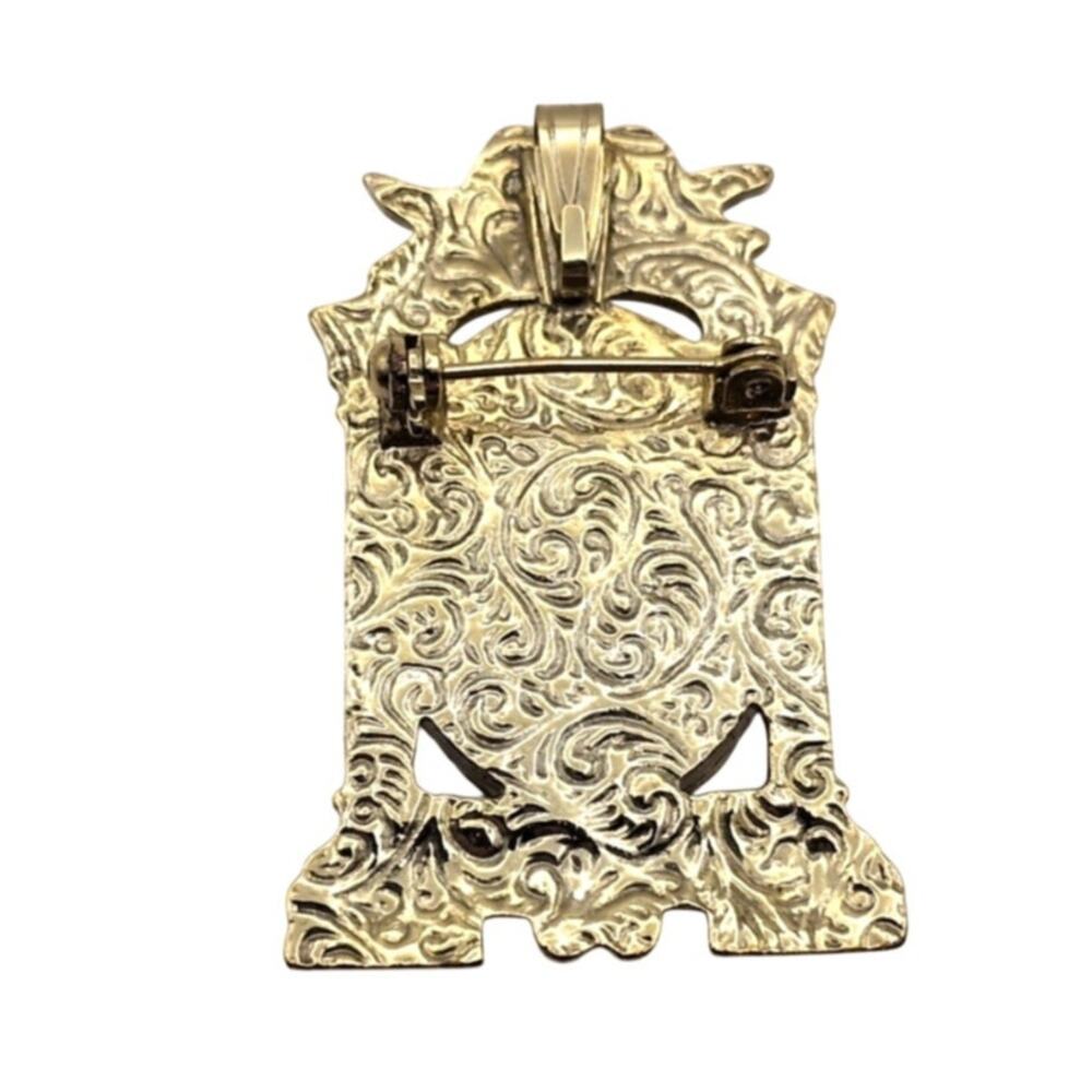 Vintage 1928 Hinge Photo Locket Gold Tone Cherub Frame Brooch/Pendant - Picture 3 of 3
